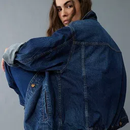 american eagle Women Denim Jacket with Flap Pockets image 2