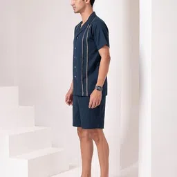 house of s Men Shirt & Shorts Set with Short Sleeves image 2