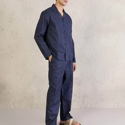 sweet dreams Men Geometric Print Lounge Shirt & Pyjamas Set image 2