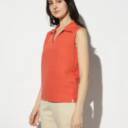 proearth by azorte Linen Polo-Neck Top image 2