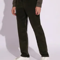 selected Men Ribbed Straight Fit Flat-Front Corduroy Trousers image 2