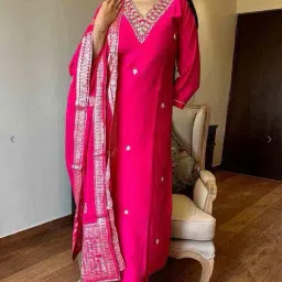 nyrika Women Embroidered Straight Kurta Suit Set image 2