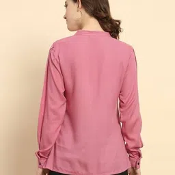 buda jeans co Women Mandarin-Neck Relaxed Fit Shirt image 2