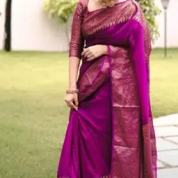 nyrika Women Kanjeevaram Traditional Saree with Blouse Piece image 2