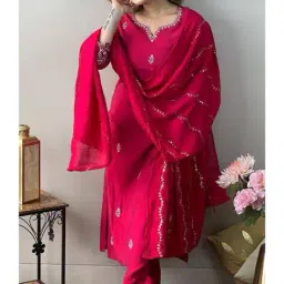 worivoc Women Embroidered A-Line Kurta Set image 2