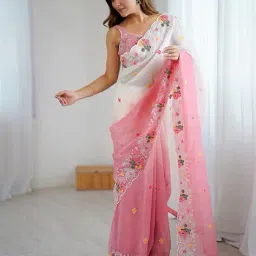 ri-wah Women Embroidered Saree with Tassels image 2