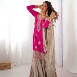 nyrika Women Embellished Straight Kurta Set with Dupatta image 2