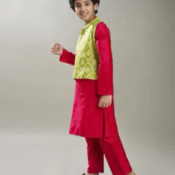 bittu by bhama Boys Self-design Kurta Pyjama Set image 2