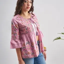 vishudh Women Embroidered Regular Fit Front Open Shrug  image 2