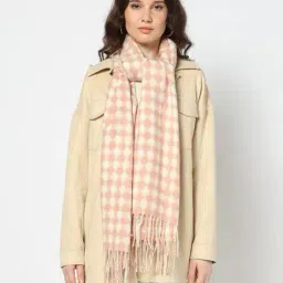 yousta Women Checked Stole with Fringes image 2