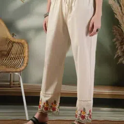 clora creation Women Embroidered Palazzos with Elasticated Waistband image 2