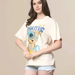 fabflee x ag Women Graphic Print Regular Fit Crew-Neck T-Shirt image 2