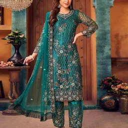 peachmode Women Embroidery Unstitched Dress Material image 2