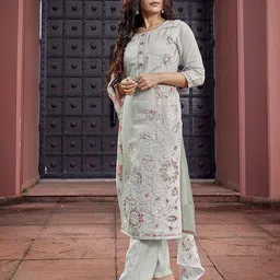 royal export x ag Women Embroidered Straight Kurta & Pants with Dupatta Set image 2