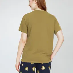 zeyo Women Typographic Print T-Shirt & Shorts Set image 2