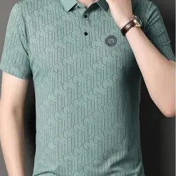 poshax Men Typographic Print Regular Fit Polo T-Shirt image 2