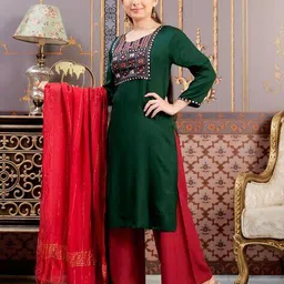 aarika girls ethnic Girls Embroidery Straight Kurta image 2