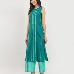 pink fort Women Cotton Pant-Suit Set image 2