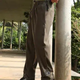 campus sutra Men Relaxed Fit Flat-Front Trousers image 2