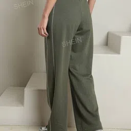 Shein Casual Elasticated Drawstring Waist Full Length Wide Trackpant image 2