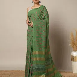 indie picks Handwoven Embroidered Eri Ahimsa Silk Saree image 2