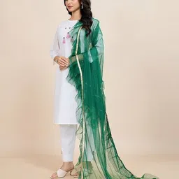 indie picks Women Frills Net Embellished Dupatta image 2
