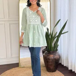 svaraa Women Embroidery Flared Tunic image 2