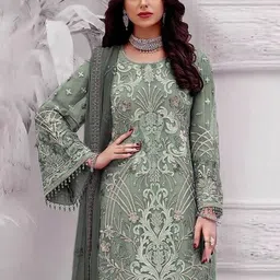 svaraa Women Floral Embroidered Semi-Stitched Dress Material image 2