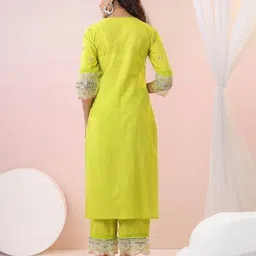 fashor Women Embroidered Straight Kurta & Palazzos Set image 2