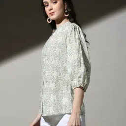 indie picks Sanganeri Handblock Print Cotton Top image 2