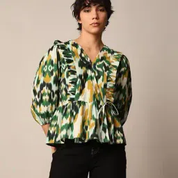 only Women Ikat Print Relaxed Fit Wrap Top image 2