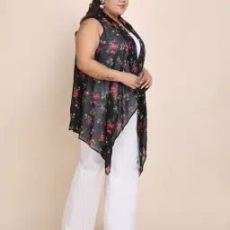 curve by kassually Women Floral Print Relaxed Fit Shrug image 2