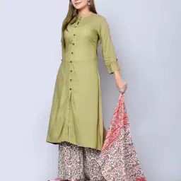mauka Women Mandarin-Collar A-Line Kurta Set image 2