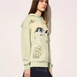 only Women Graphic Print Relaxed Fit Hoodie image 2