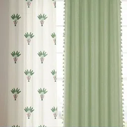 urban space Pack of 3 Cotton Printed Curtains with Eyelets image 2