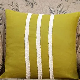 molcha by babita singh Striped Pattern Handcrafted Cotton Cushion Cover 16"x16" image 2