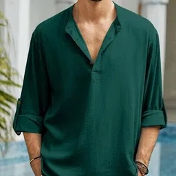 zombom Men Regular Fit Mandarin-Neck Kurta image 2