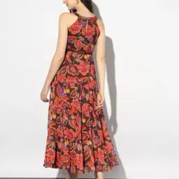 svrnaa by azorte Floral Print Tiered Maxi Dress image 2