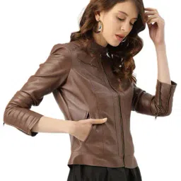 leather retail Zip-Front Biker Jacket image 2