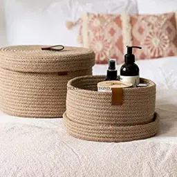 textile and beyond Set of 2 Storage Jute Basket Hampers image 2
