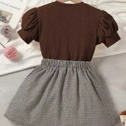 saraha designer Girls Checks Fit and Flare Dress image 2