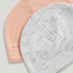 mothercare Boys Pack of 2 Natures Neutrals Contemporary Striped Beanies Caps image 2