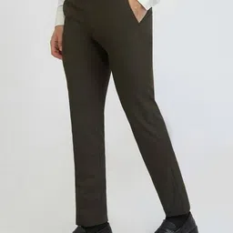 park avenue Men Flat-Front Slim Fit Trousers image 2