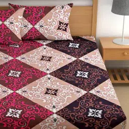 cg homes  Microfiber King Printed Fitted Bedsheet with Pillow Cover image 2