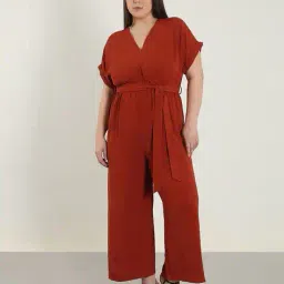 vero moda curve Women V-Neck Jumpsuit with Belt image 2
