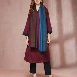 fabindia Women Colourblock Stole with Frayed Hem image 2