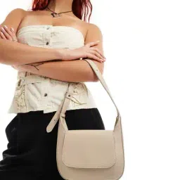 asos design Women Scoop Shoulder Bag with Flap Closure image 2