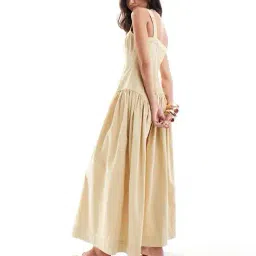 asos design Midi Zip Front Corset Hem Twill Smock Dress image 2