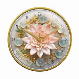 random Floral Print Round Wall Clock with Glass image 2