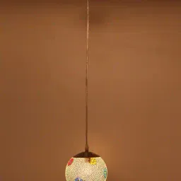 afast Floral Mosaic Hanging Pendent Glass Ceiling Light image 2